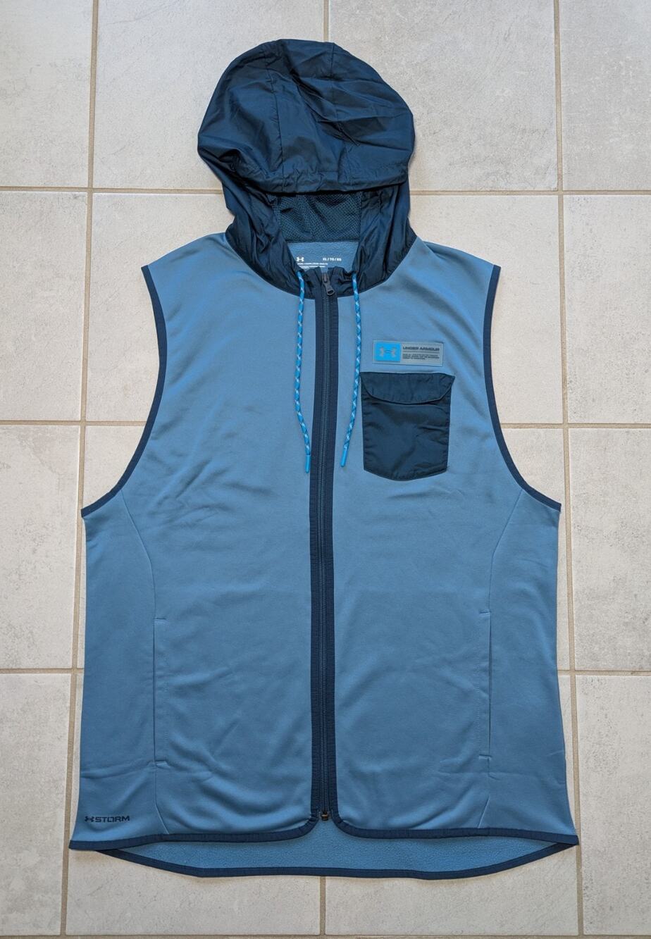 Under Armour Men's XL Storm Track Jacket Vest Blue Hooded Lightweight Full Zip